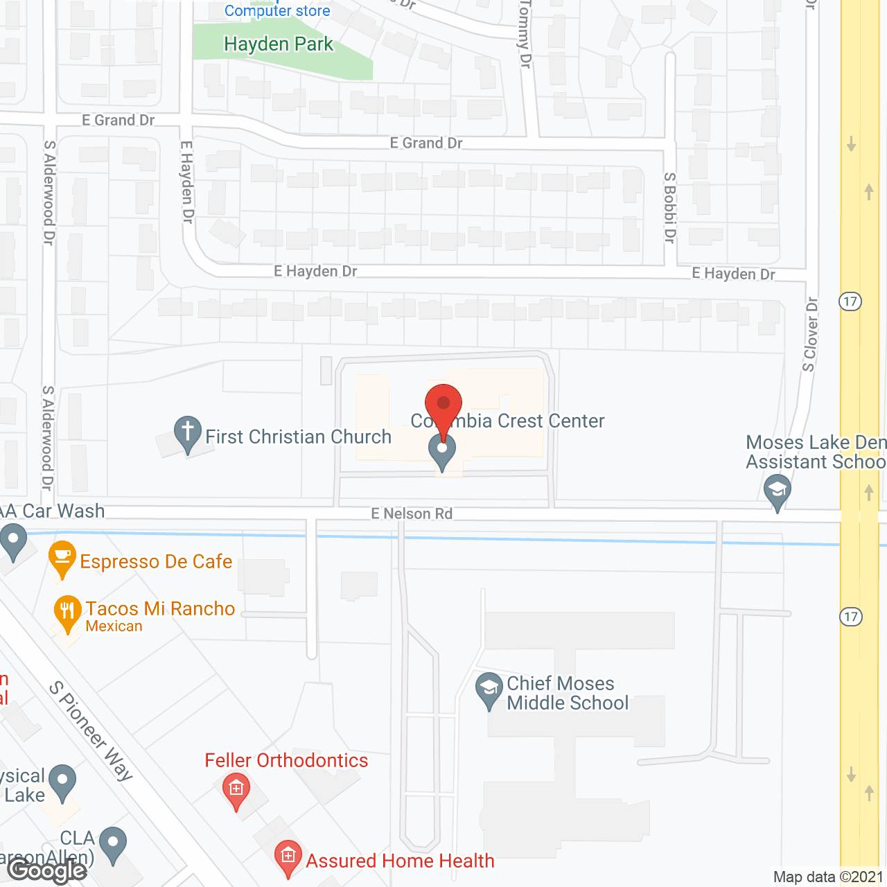 Map of the neighborhood around Columbia Crest Care and Rehabilitation for
