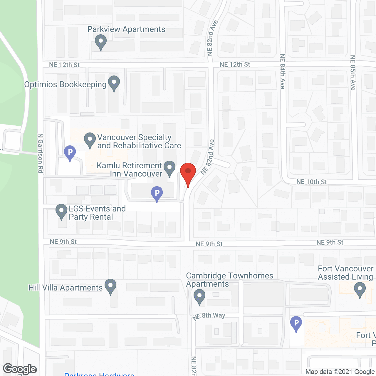 Map of the neighborhood around Kamlu Vancouver Senior Living