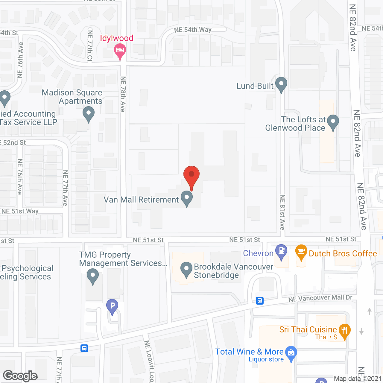 Map of the neighborhood around Van Mall