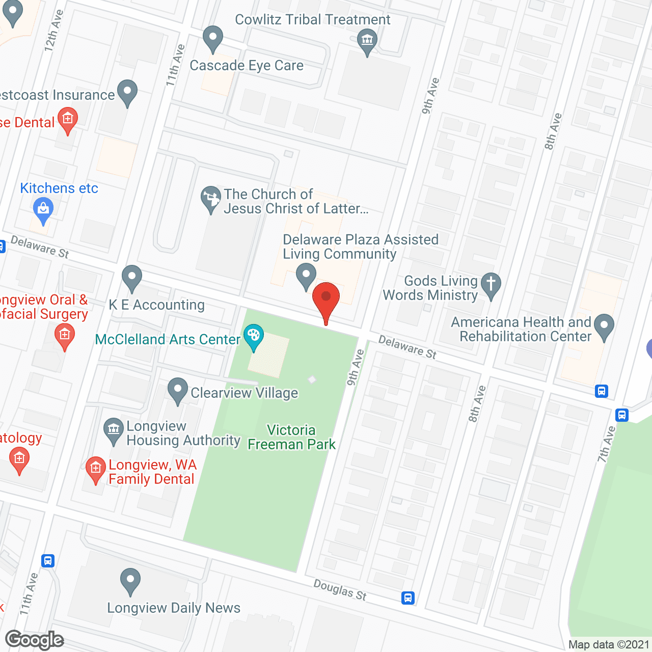 Map of the neighborhood around Delaware Plaza