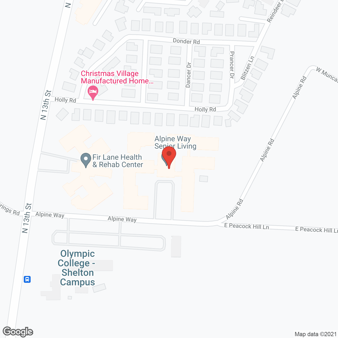 Map of the neighborhood around Alpine Way Continuing Care Community
