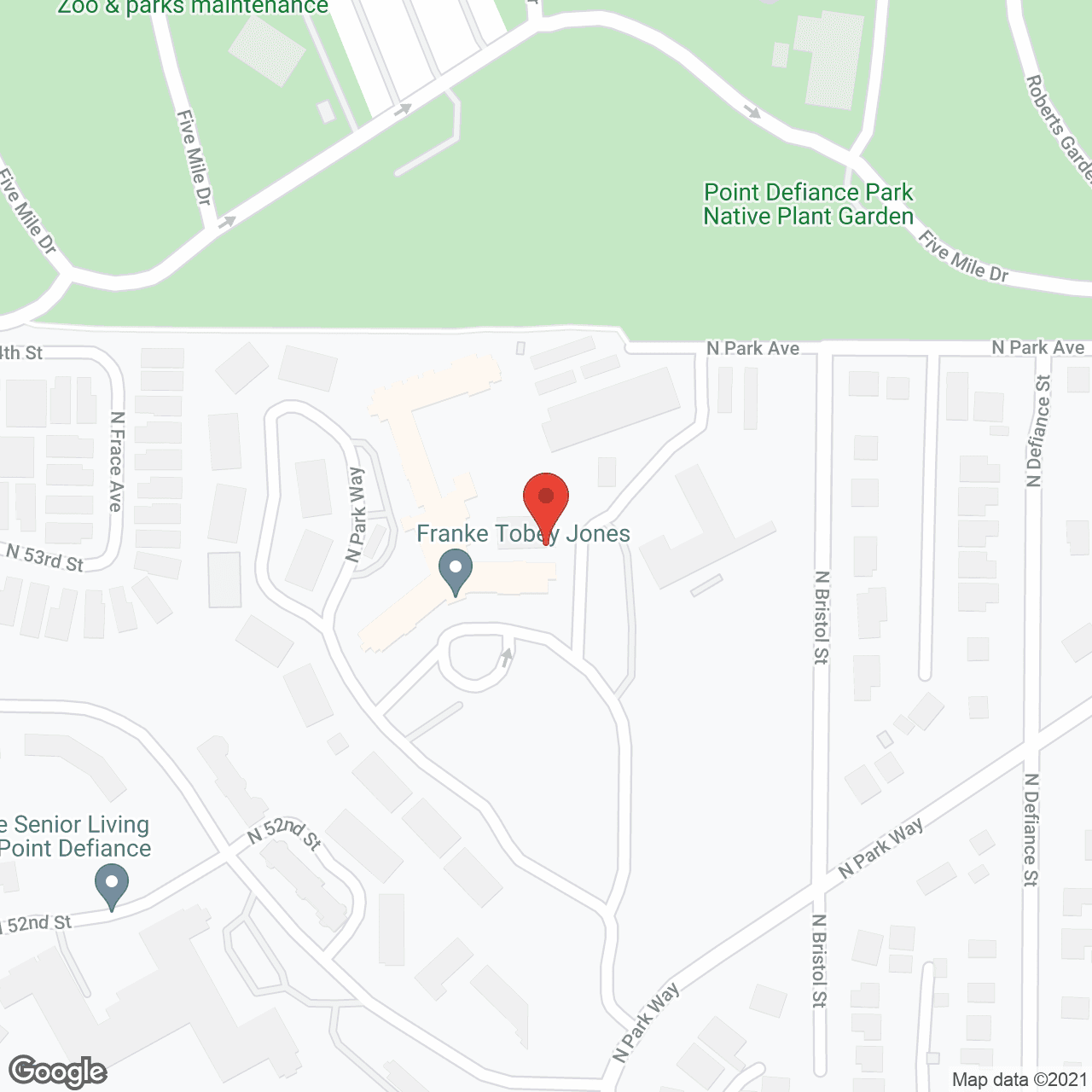 Map of the neighborhood around Franke Tobey Jones - Retirement Estates