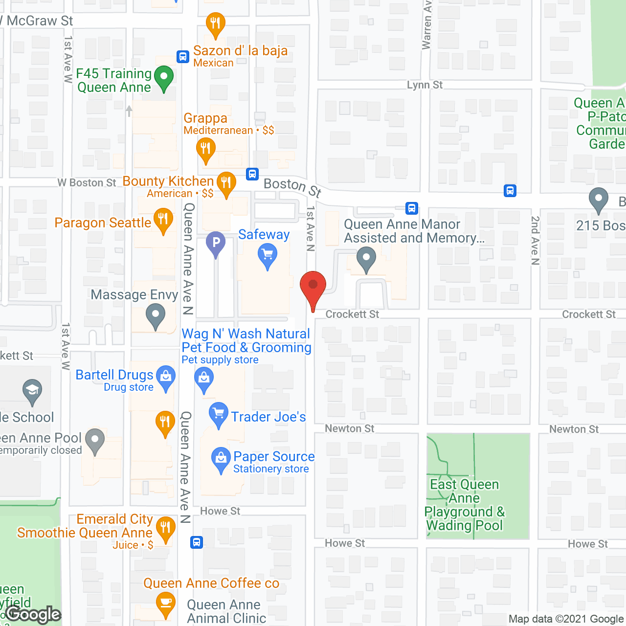 Map of the neighborhood around Queen Anne Manor