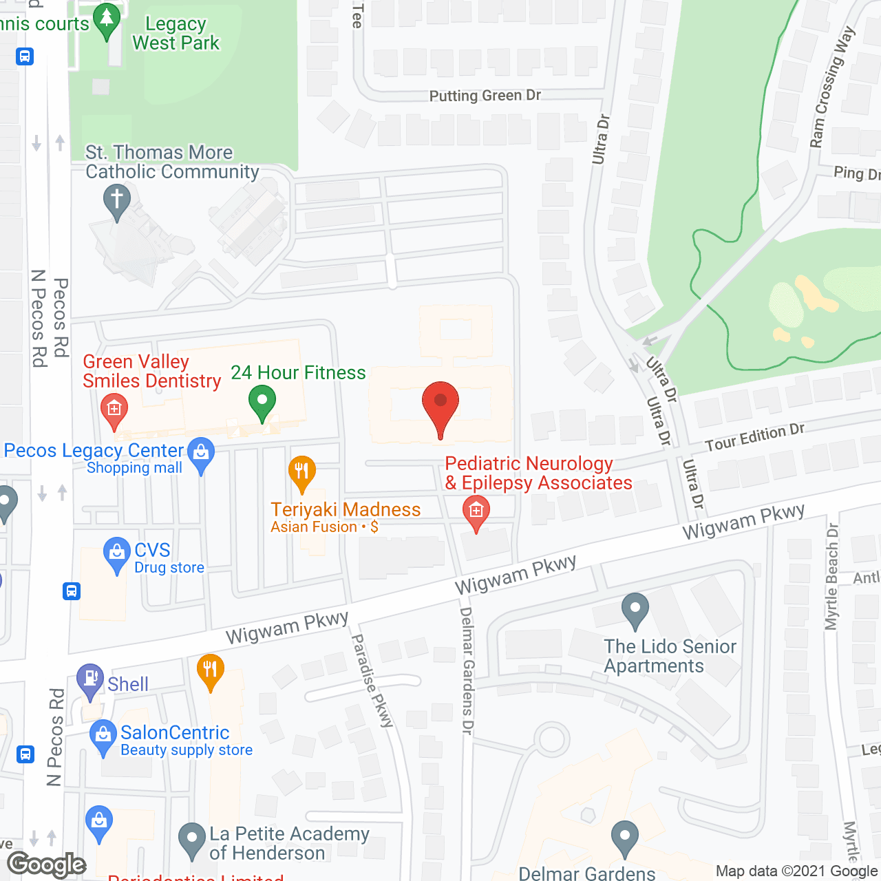 Map of the neighborhood around Prestige Assisted Living at Mira Loma