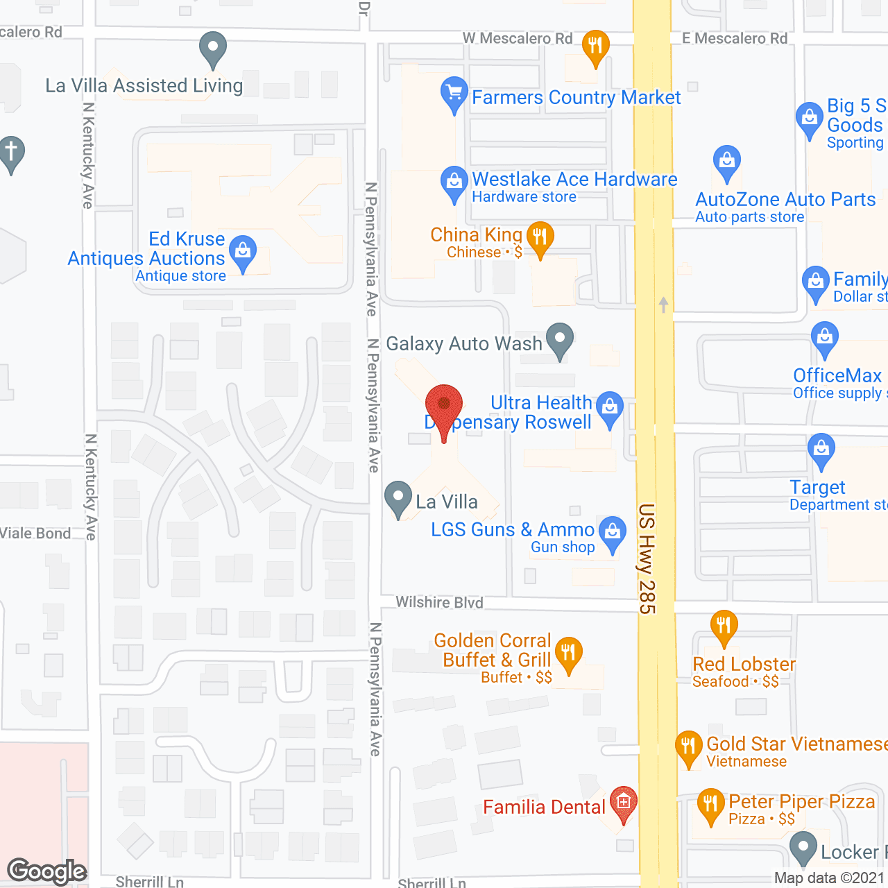 Map of the neighborhood around La Villa