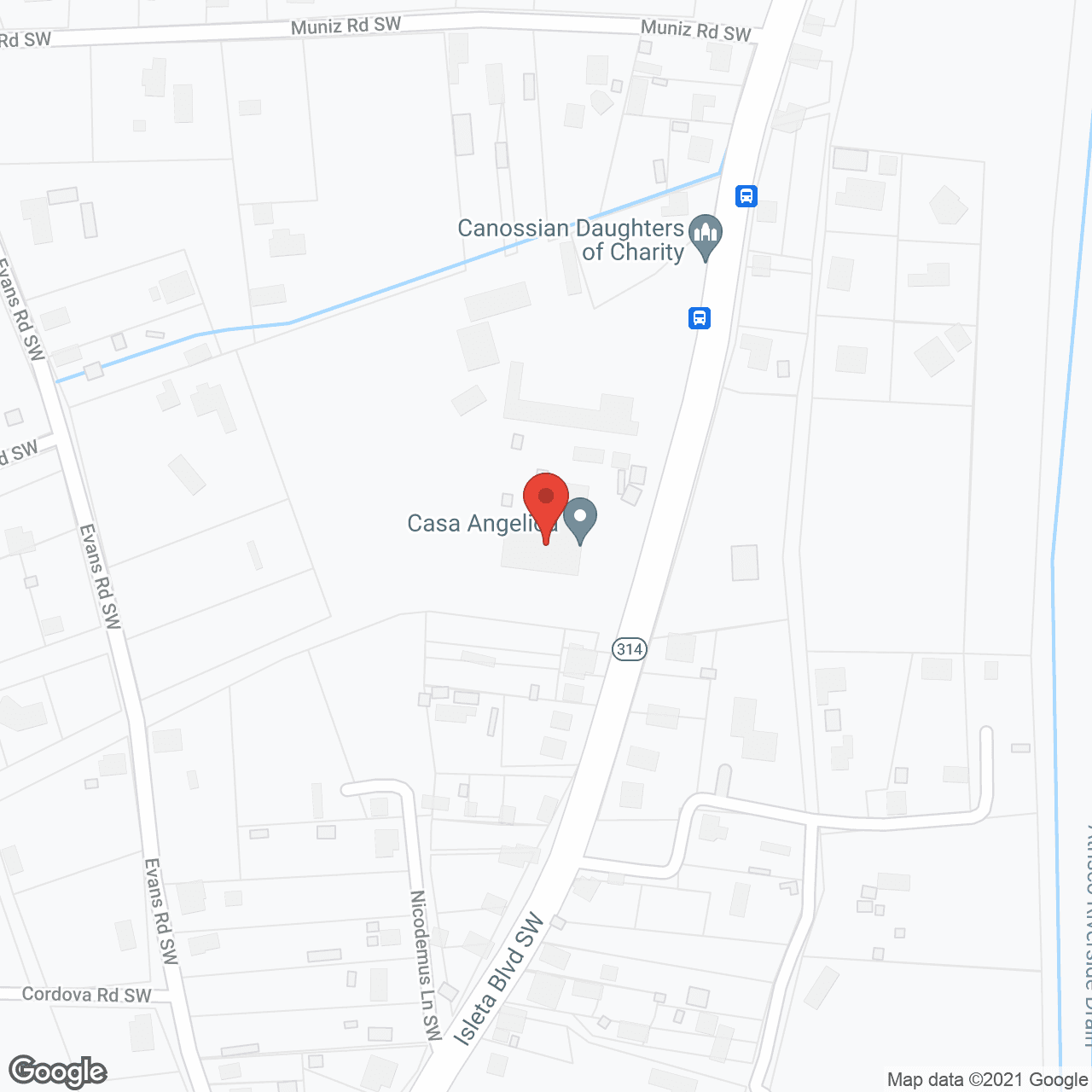 Map of the neighborhood around Casa Angelica