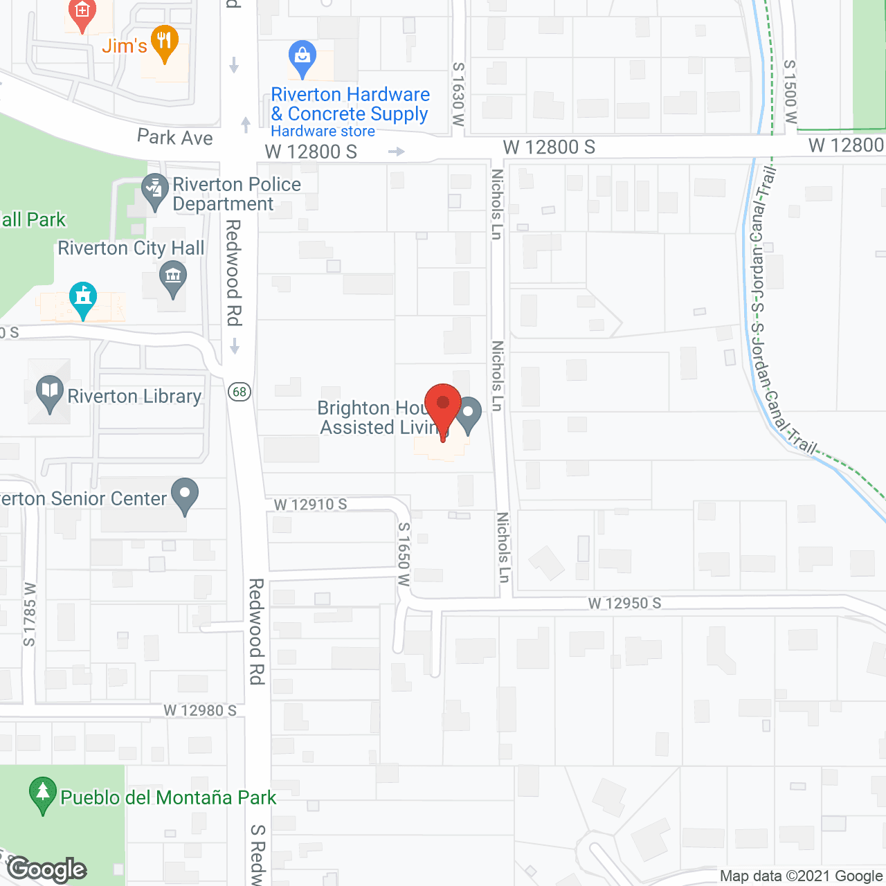 Map of the neighborhood around Brighton House of Riverton
