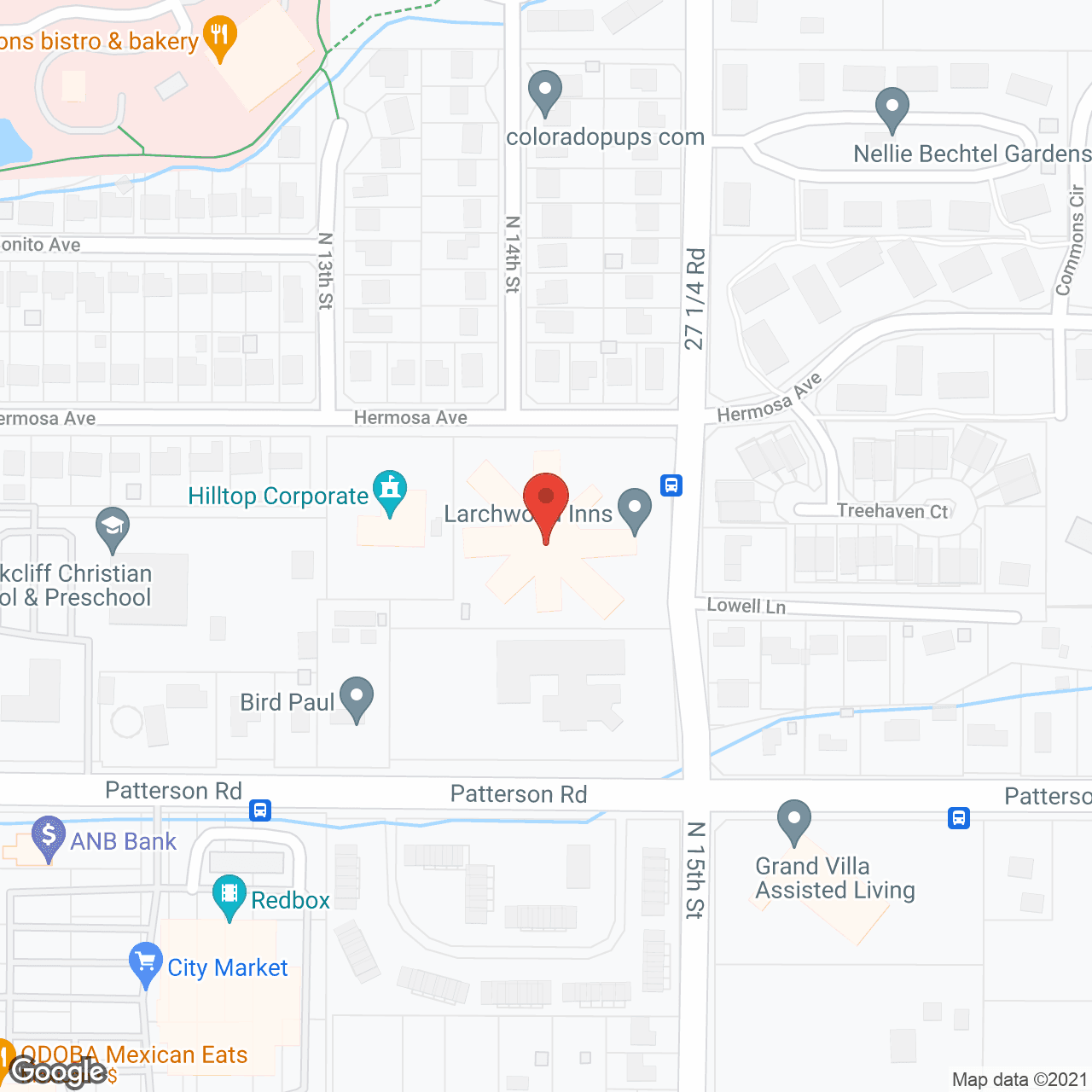 Map of the neighborhood around Larchwood Inns