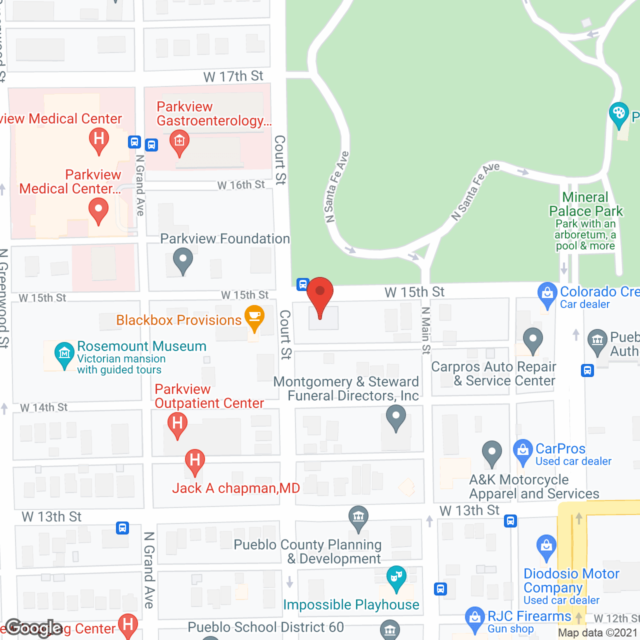 Map of the neighborhood around Presbyterian Towers