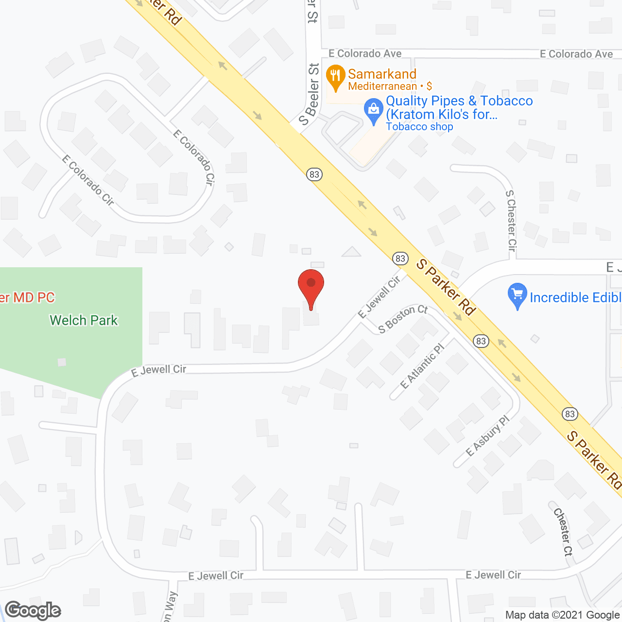 Map of the neighborhood around Jewel Assisted Living I