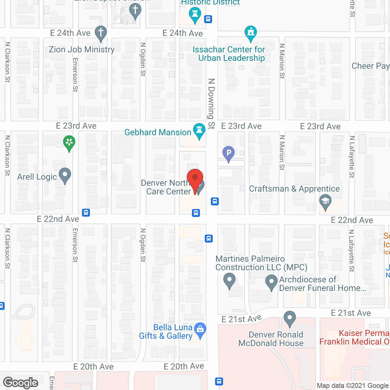 Map of the neighborhood around Denver North Care Center