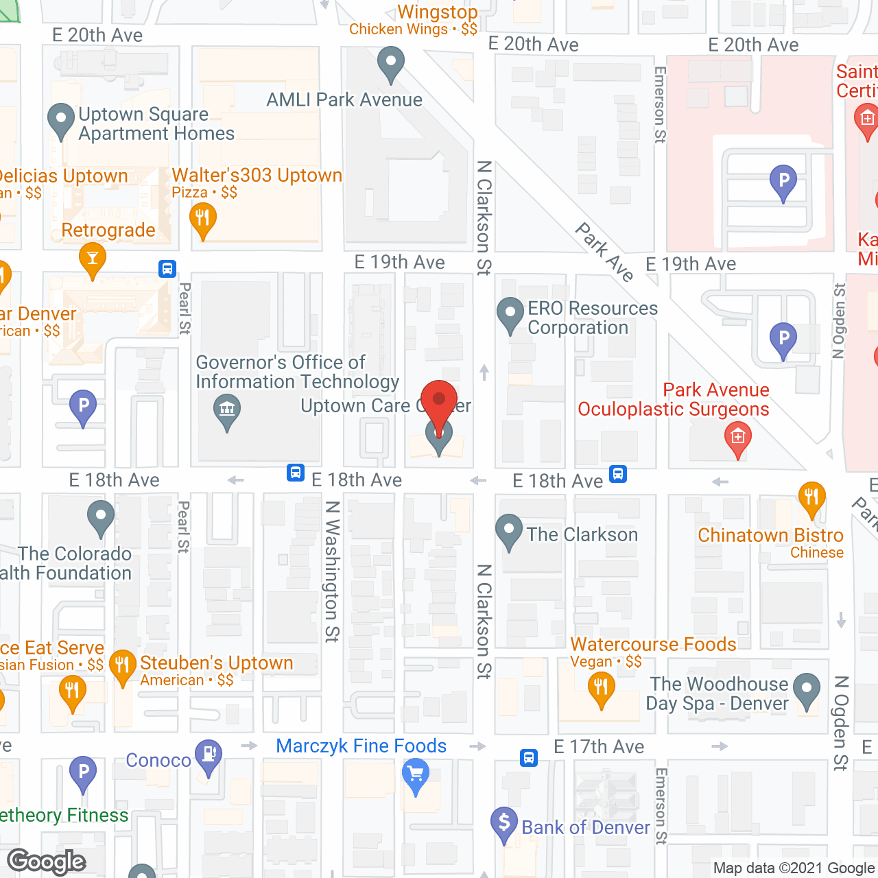 Map of the neighborhood around Uptown Health Care Ctr