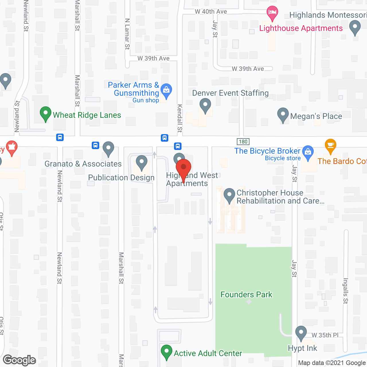 Map of the neighborhood around Highland West Community