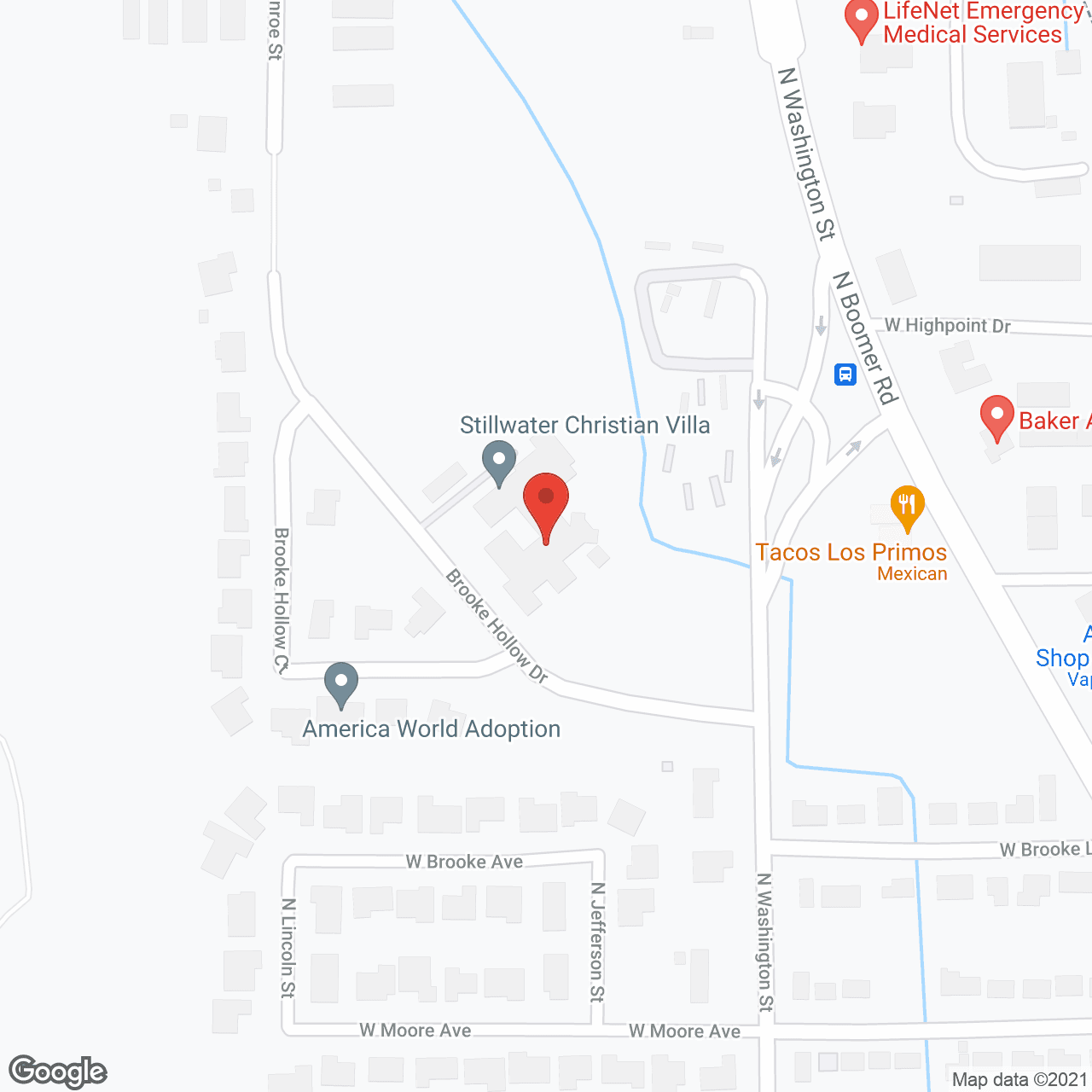 Map of the neighborhood around Stillwater Christian Villa