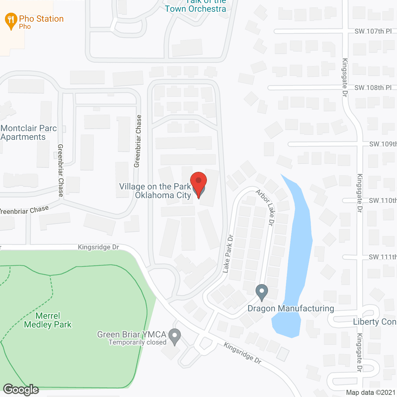 Map of the neighborhood around Village on the Park at Oklahoma City
