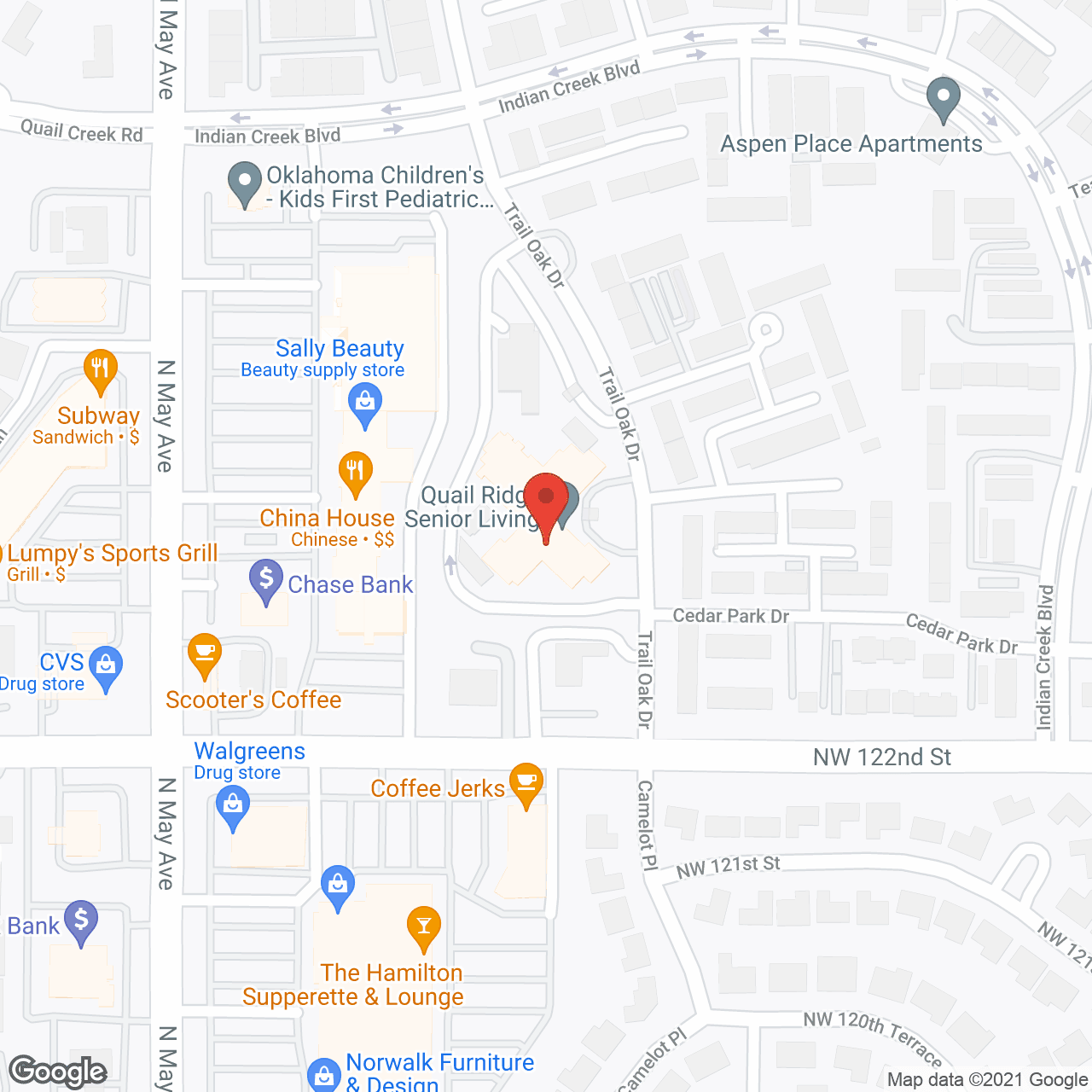 Map of the neighborhood around Quail Ridge Senior Living