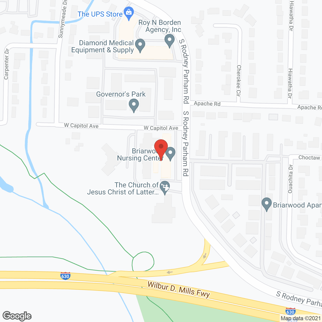 Map of the neighborhood around Briarwood Nursing Ctr