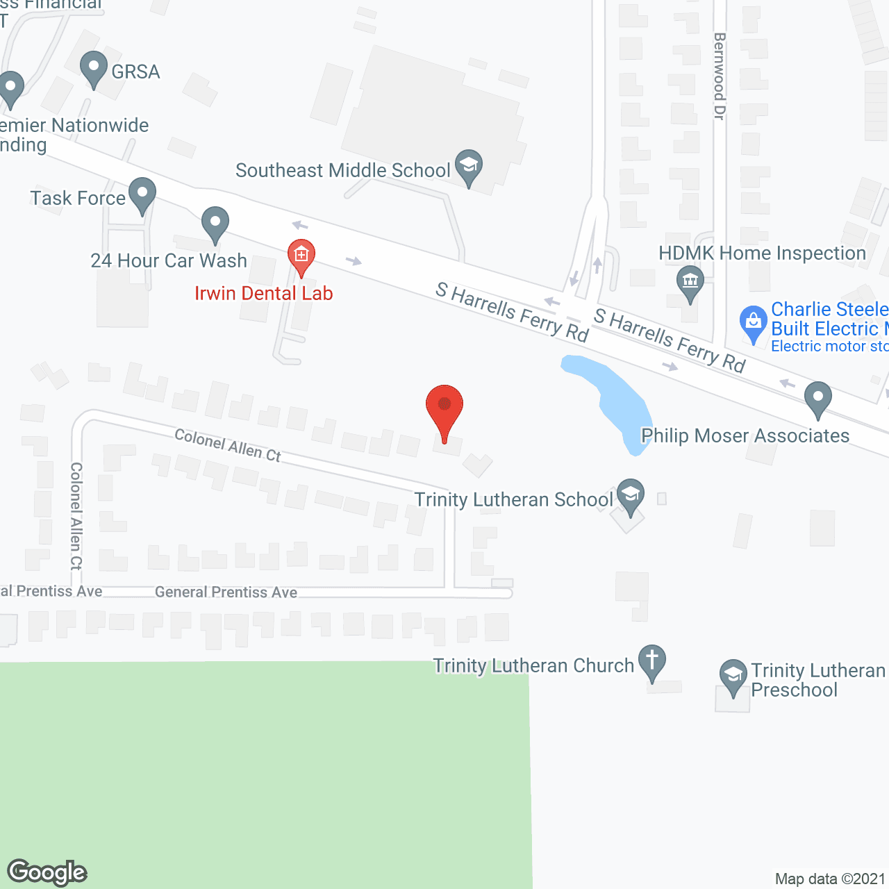 Map of the neighborhood around Evergreen Pesbyterian Ministri