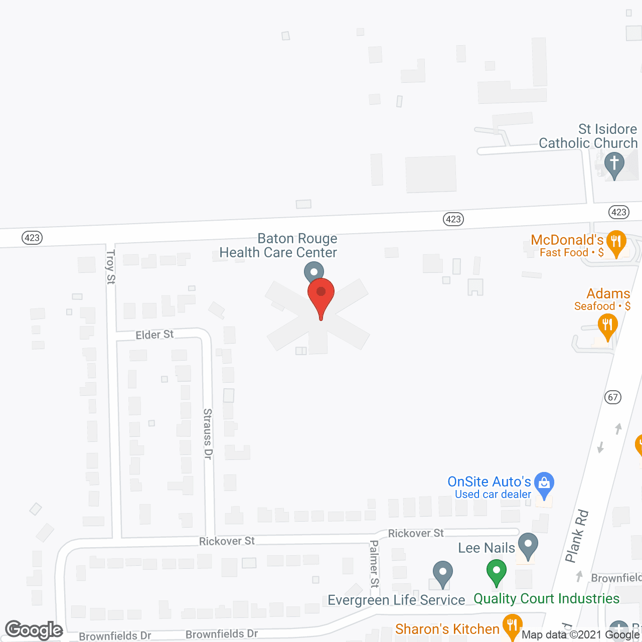 Map of the neighborhood around Baton Rouge Health Care Ctr