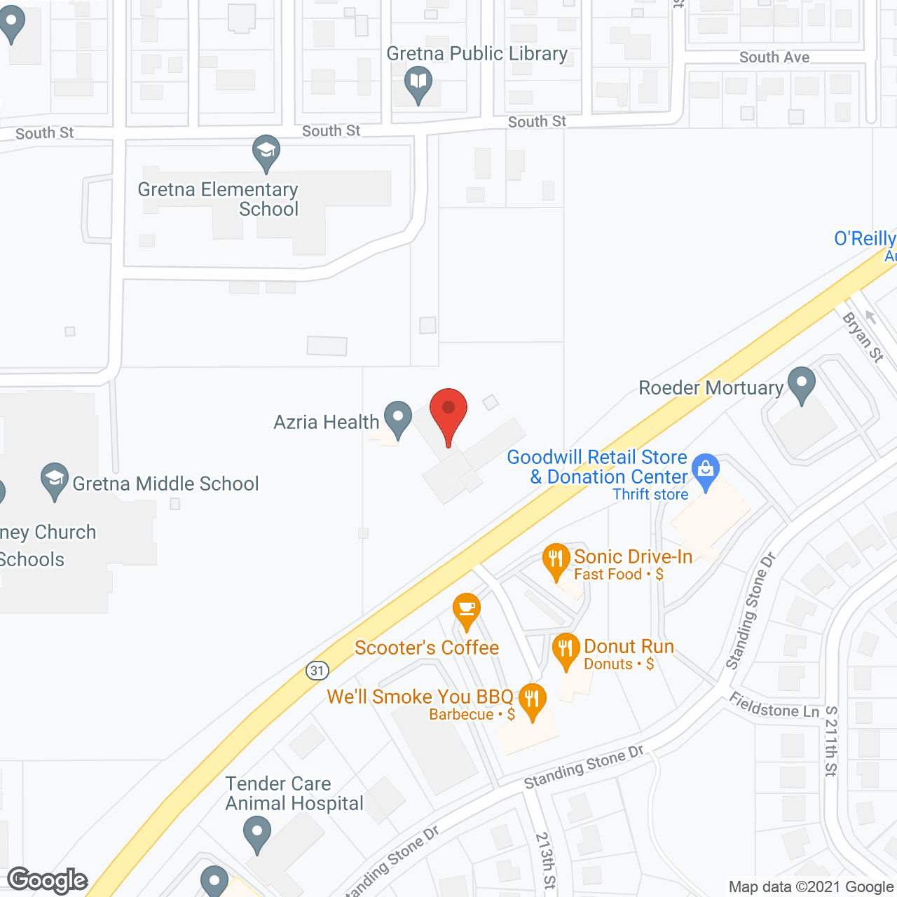 Map of the neighborhood around Gretna Community Living Center