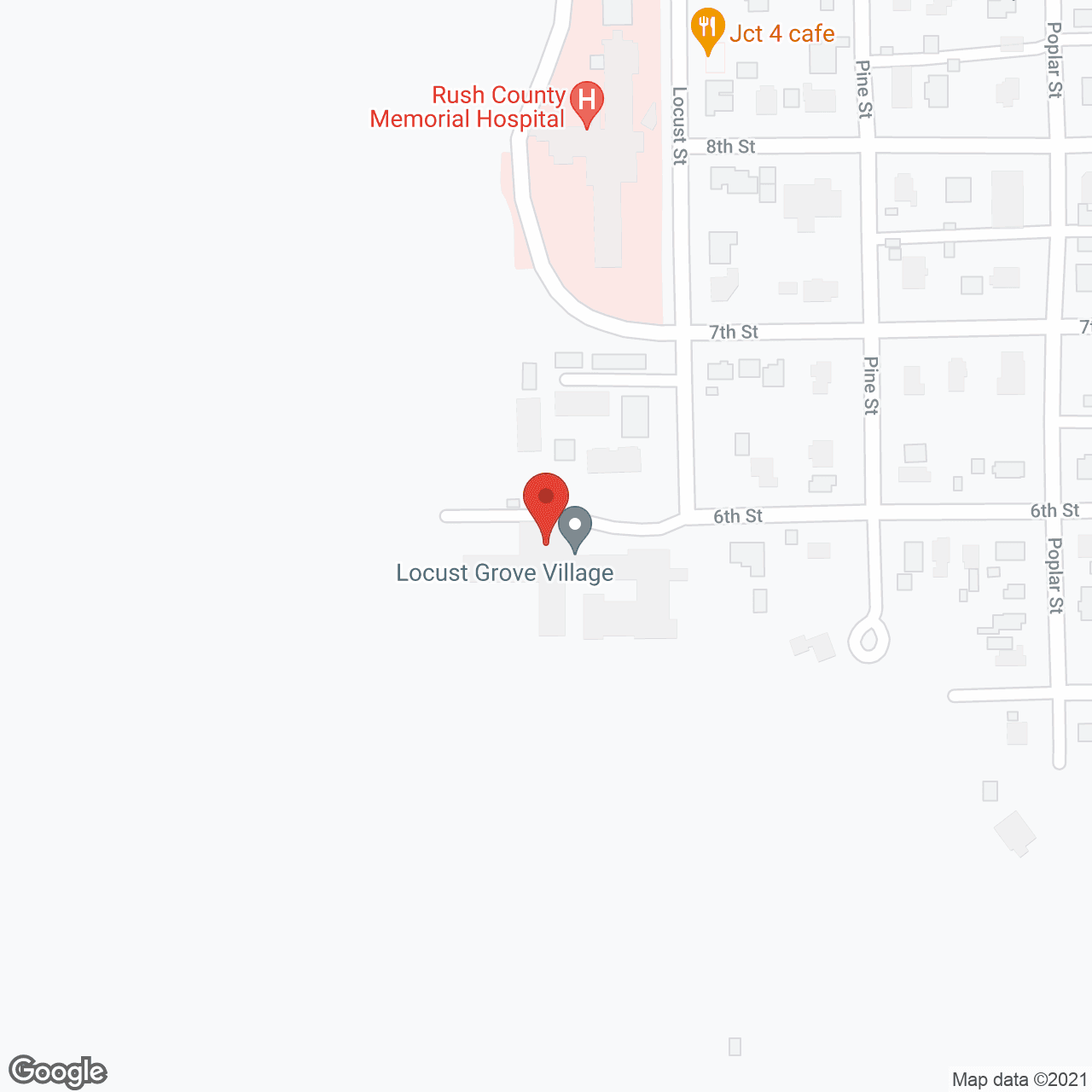 Map of the neighborhood around Rush County Nursing Home