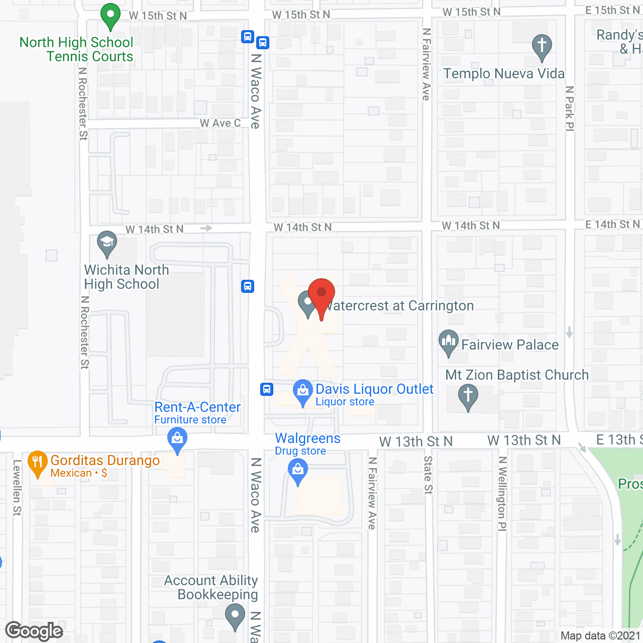 Map of the neighborhood around Carrington House Central