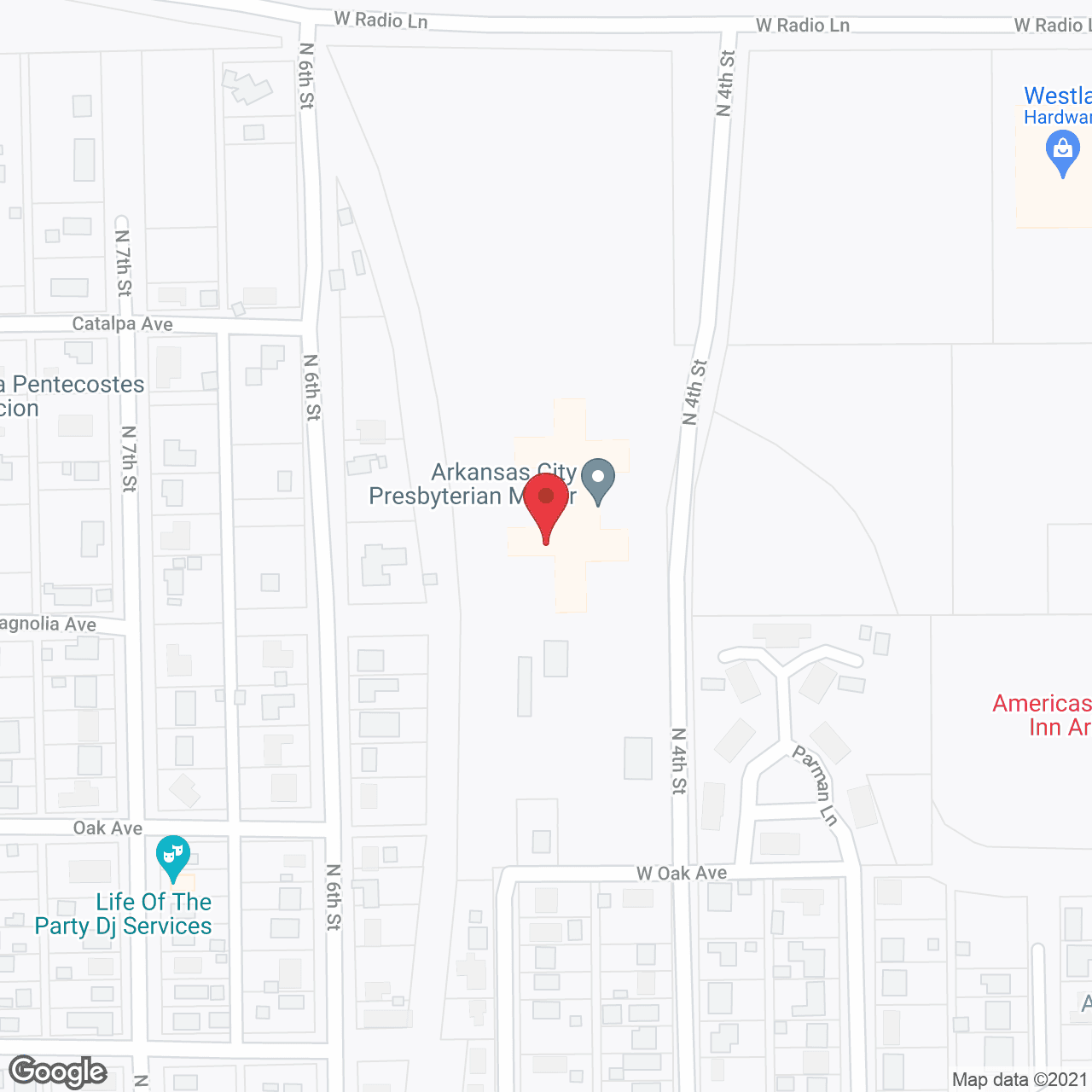 Map of the neighborhood around Arkansas City Presbyterian Manor