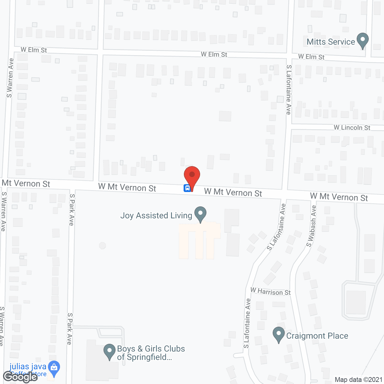 Map of the neighborhood around Joy Assisted Living