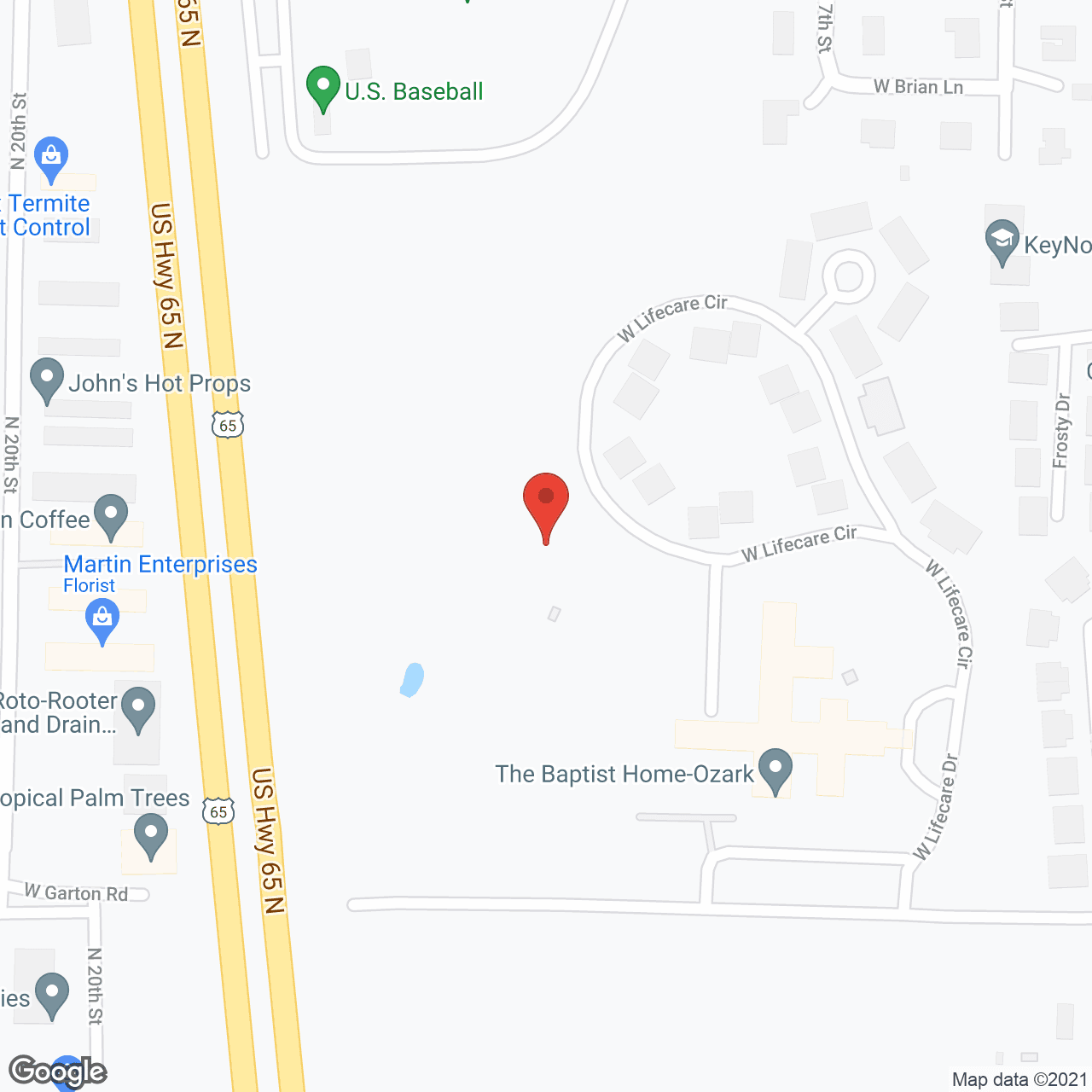 Map of the neighborhood around The Baptist Home
