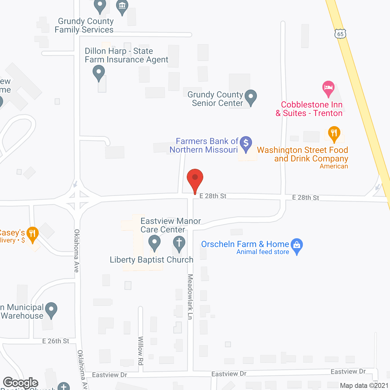 Map of the neighborhood around Bristol Manor of Trenton