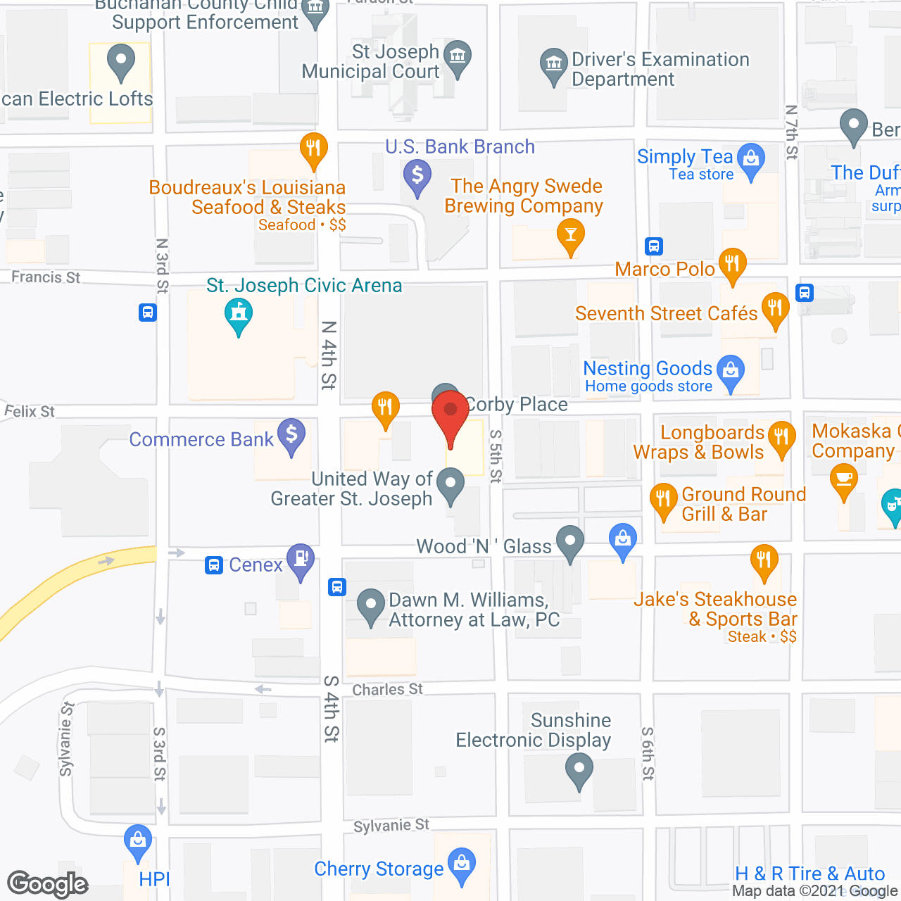 Map of the neighborhood around Corby Place