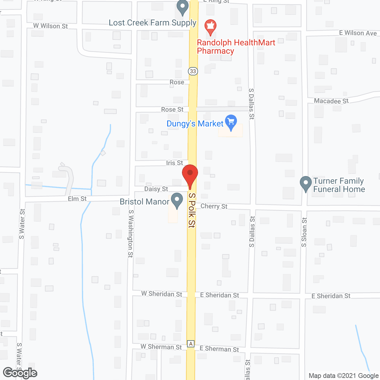 Map of the neighborhood around Bristol Manor of Maysville