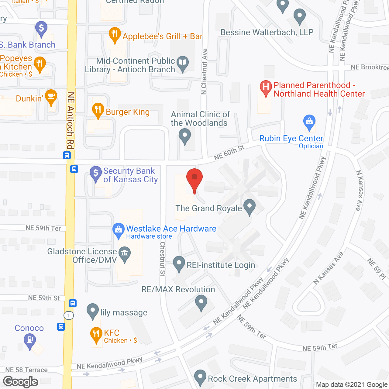 Map of the neighborhood around Kendallwood Senior Living