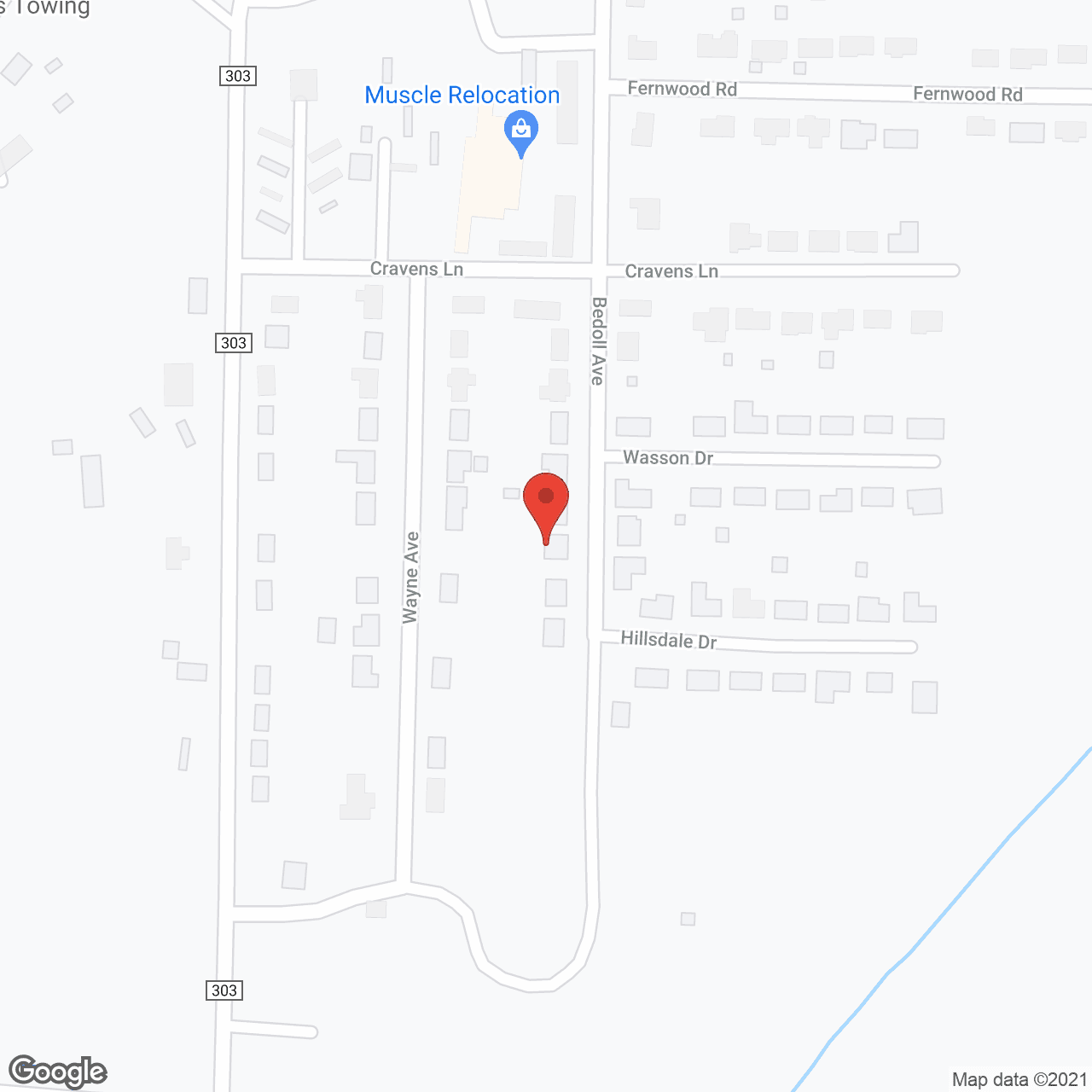 Map of the neighborhood around Shady Oaks Retirement Home