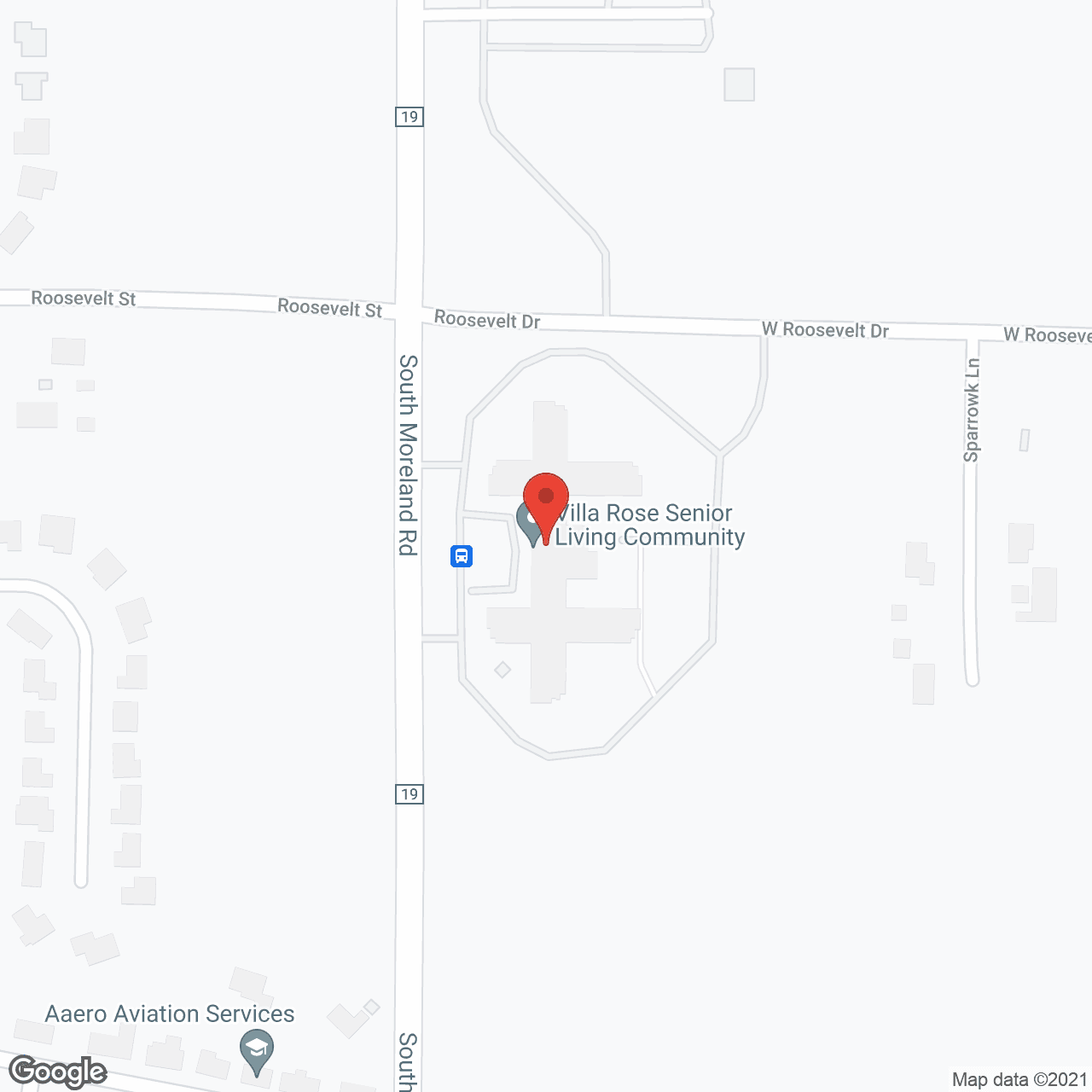 Map of the neighborhood around Villa Rose Senior Living Community