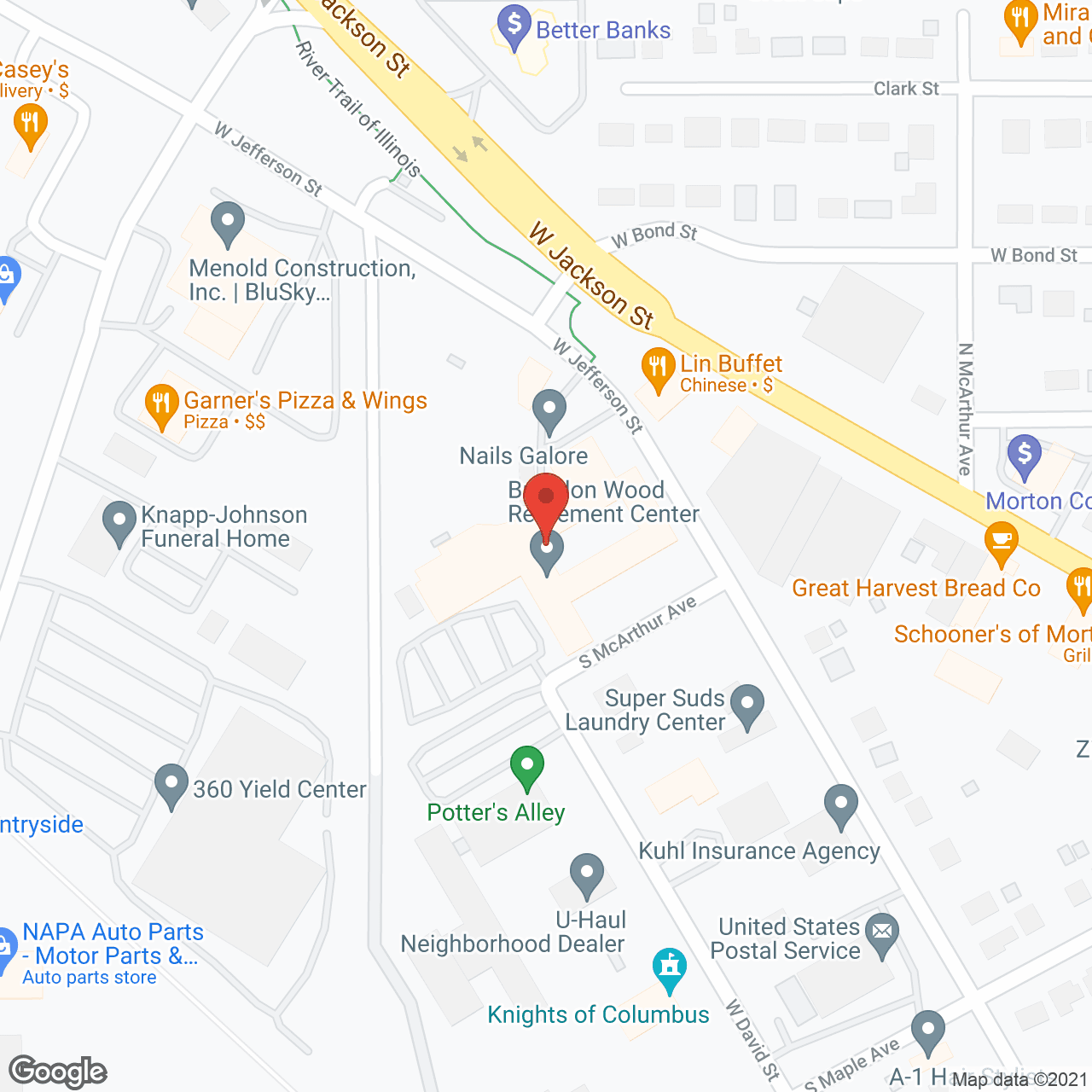 Map of the neighborhood around Brandon Wood Retirement Center