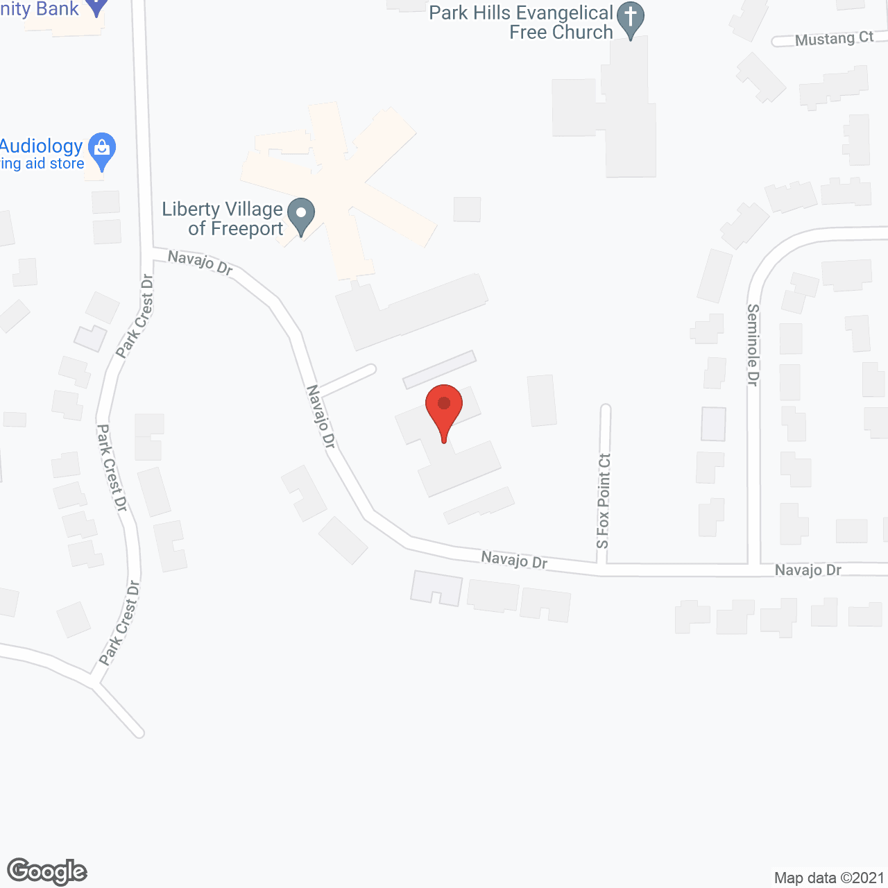 Map of the neighborhood around Liberty Village of Freeport
