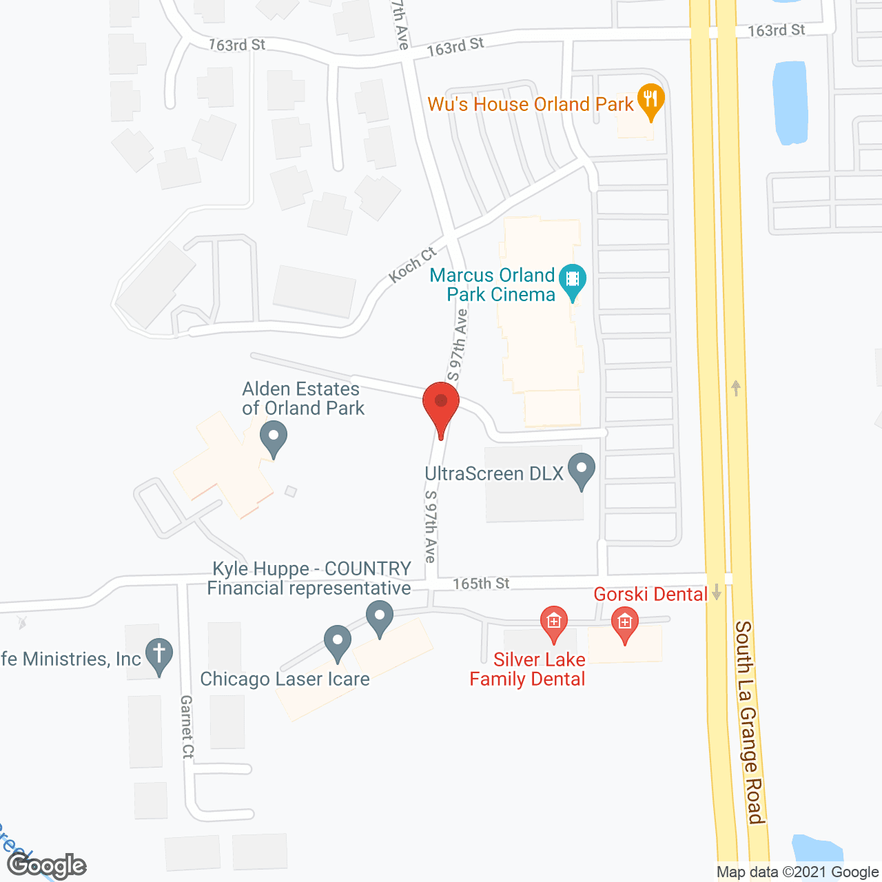 Map of the neighborhood around Alden Orland Park and Rehabilitation