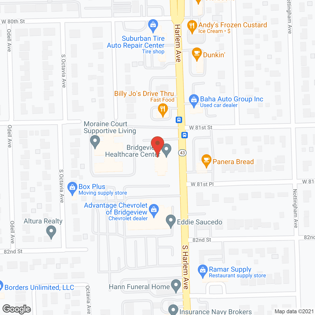 Map of the neighborhood around Bridgeview Healthcare Center Ltd