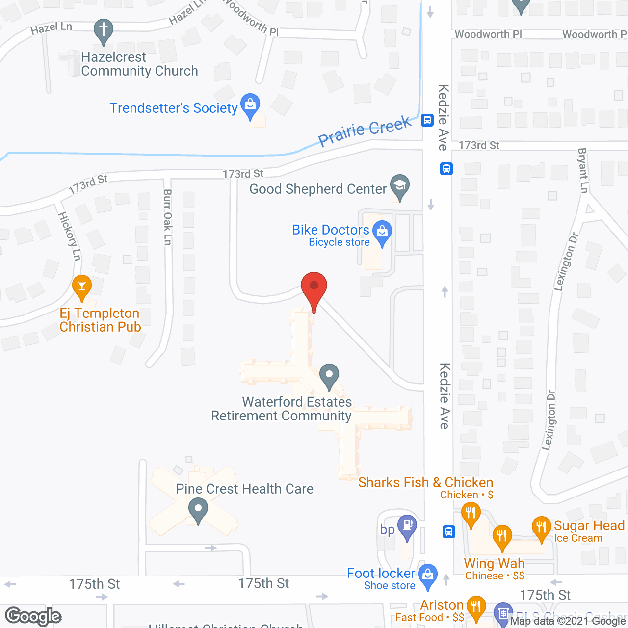 Map of the neighborhood around Waterford Estates Senior Living