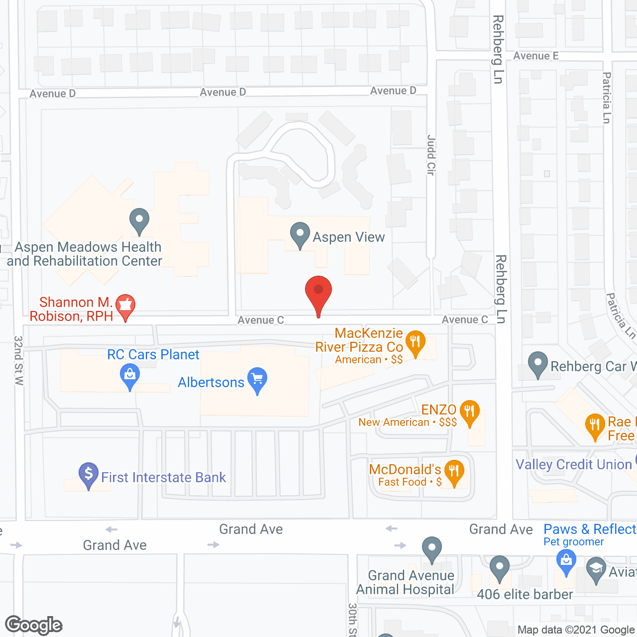 Map of the neighborhood around Holiday Aspen View Senior Living