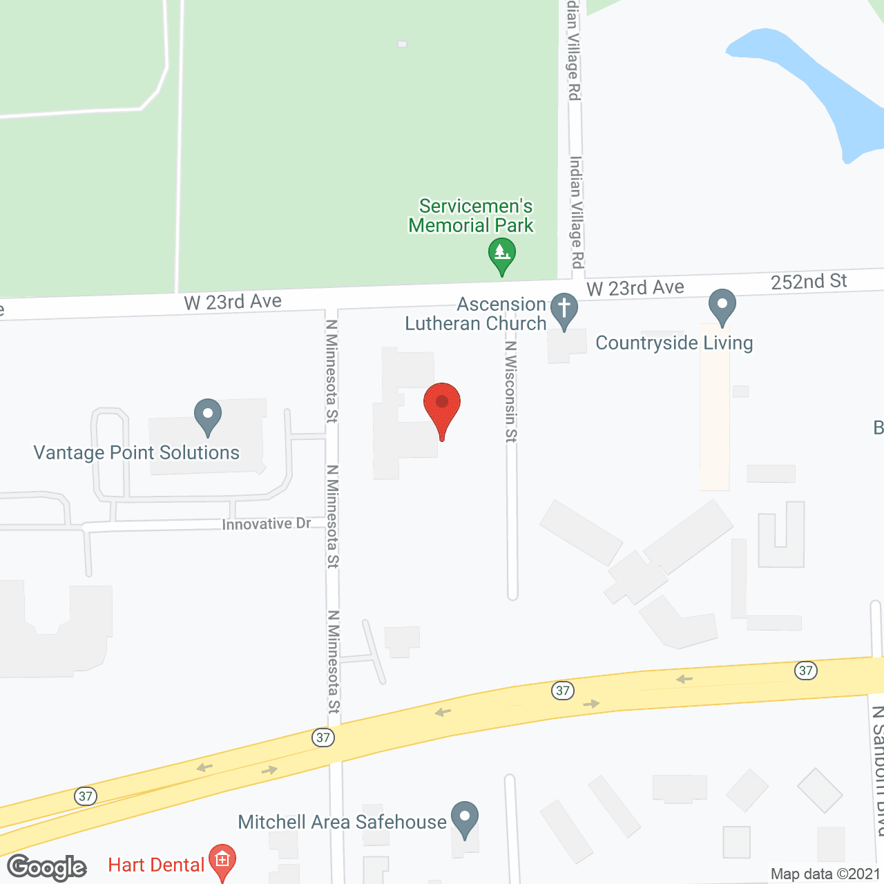 Map of the neighborhood around Prairie Crossings Assisted Living