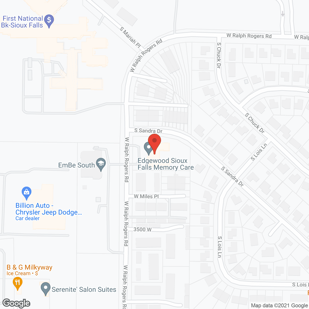 Map of the neighborhood around Edgewood Vista Memory Care Sioux Falls