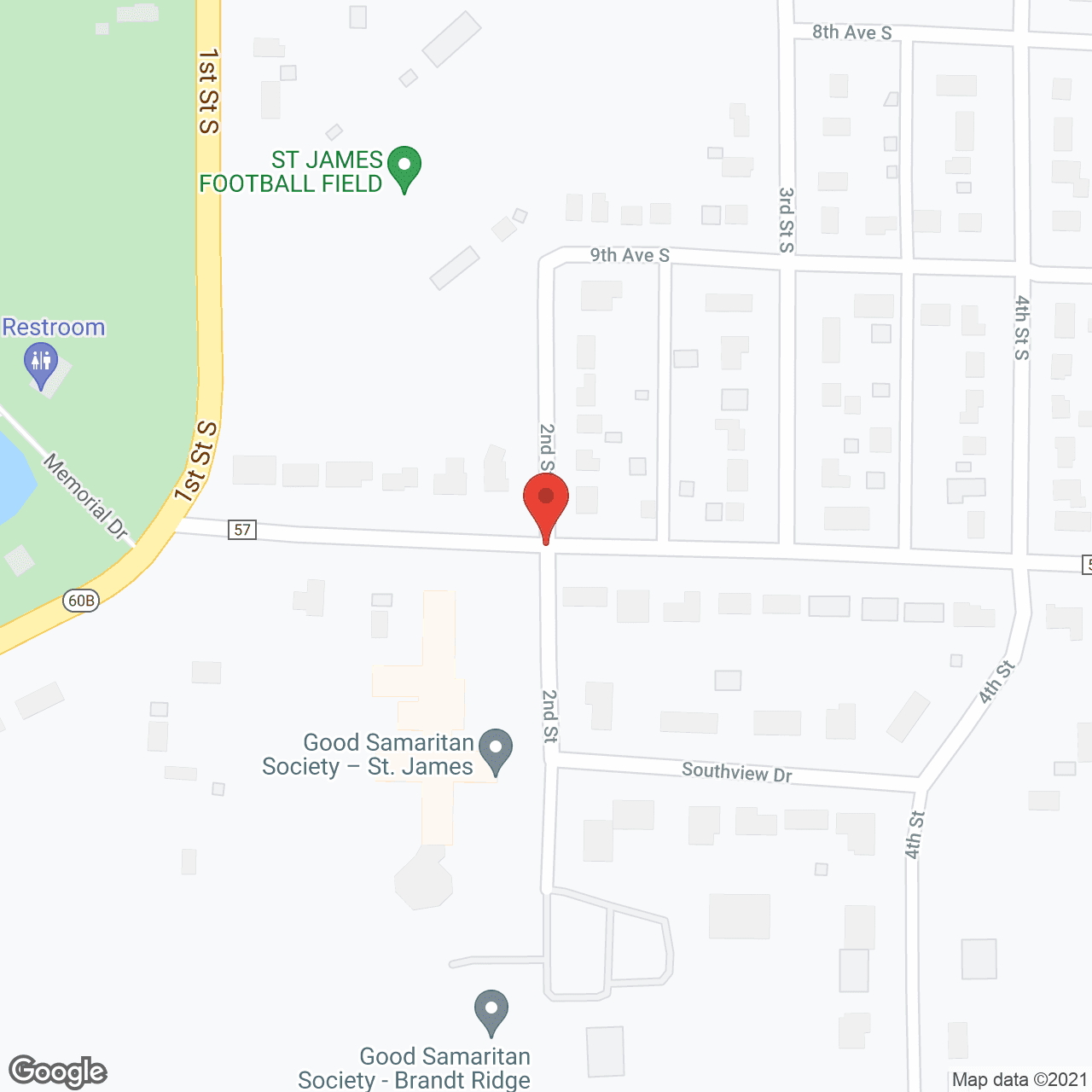 Map of the neighborhood around Good Samaritan Society-St James