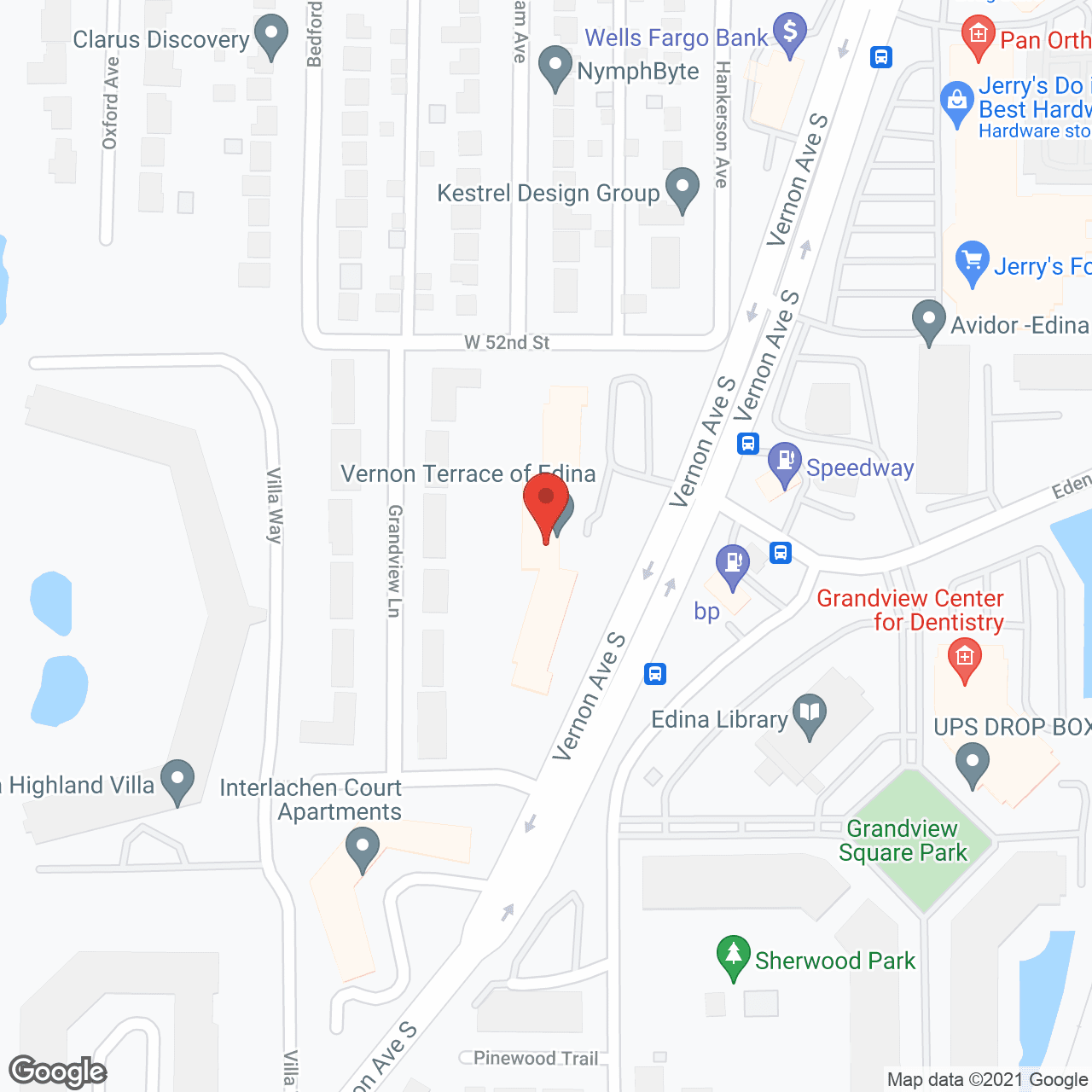 Map of the neighborhood around Vernon Terrace of Edina