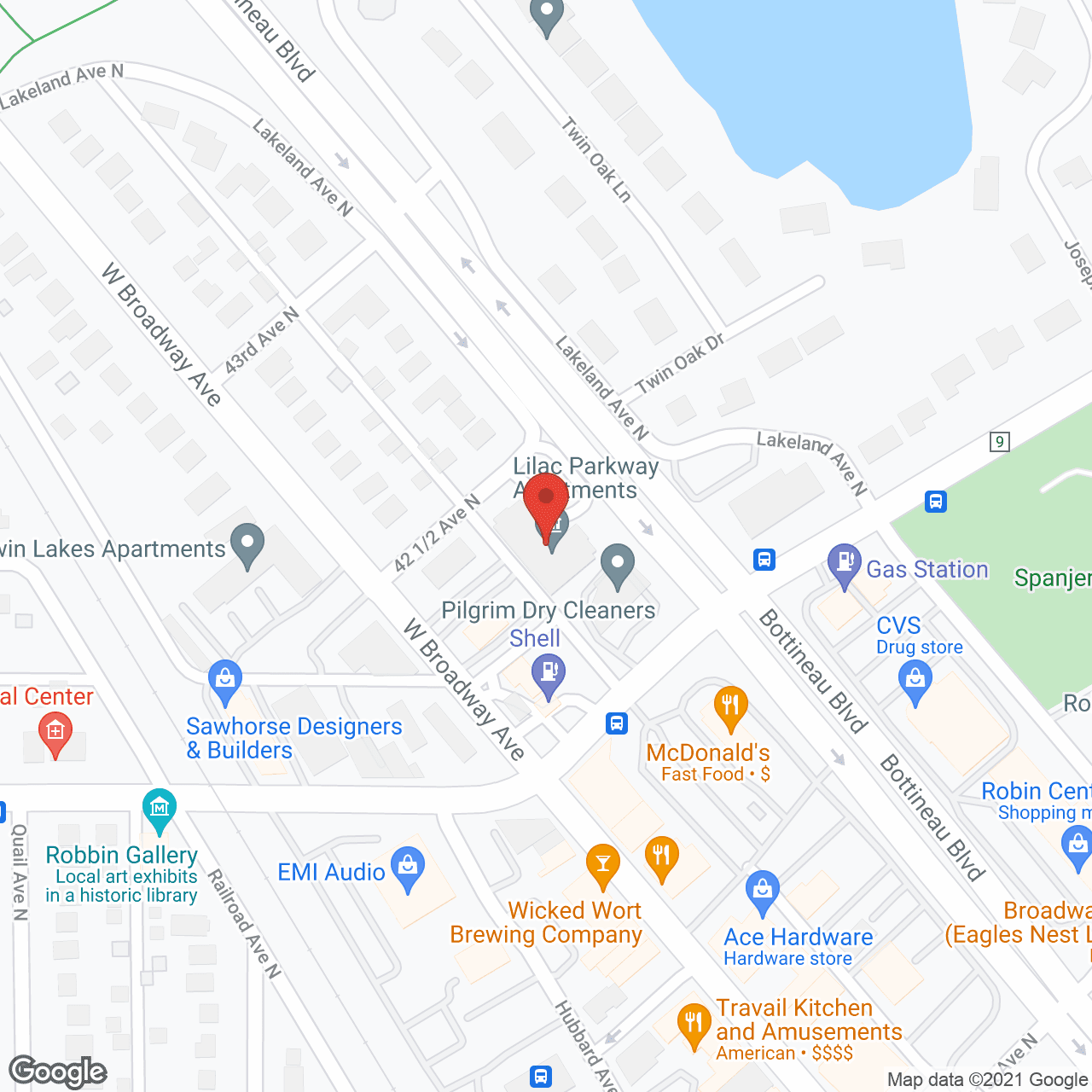 Map of the neighborhood around Lilac Parkway Apartments