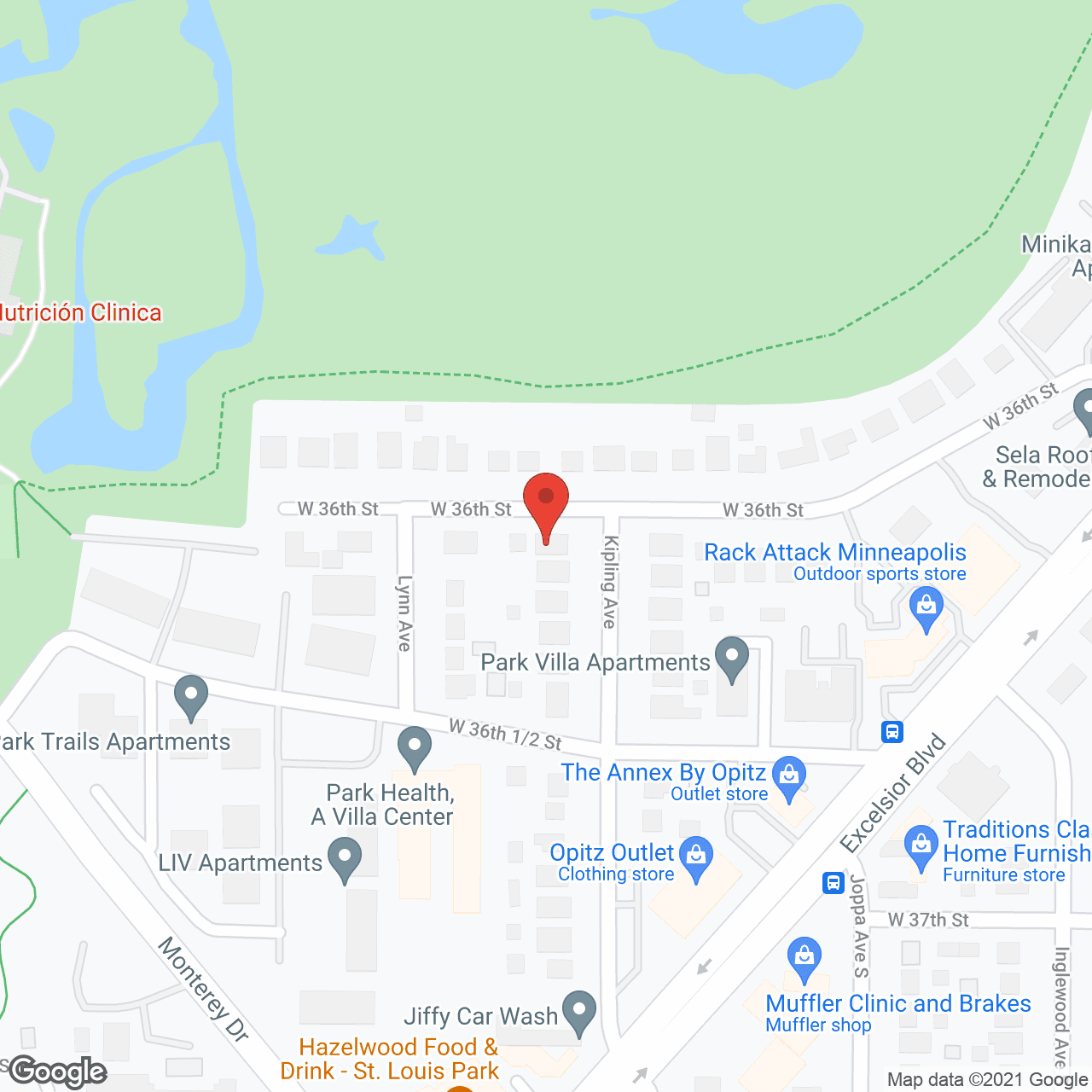 Map of the neighborhood around Park Health and Rehab Ctr