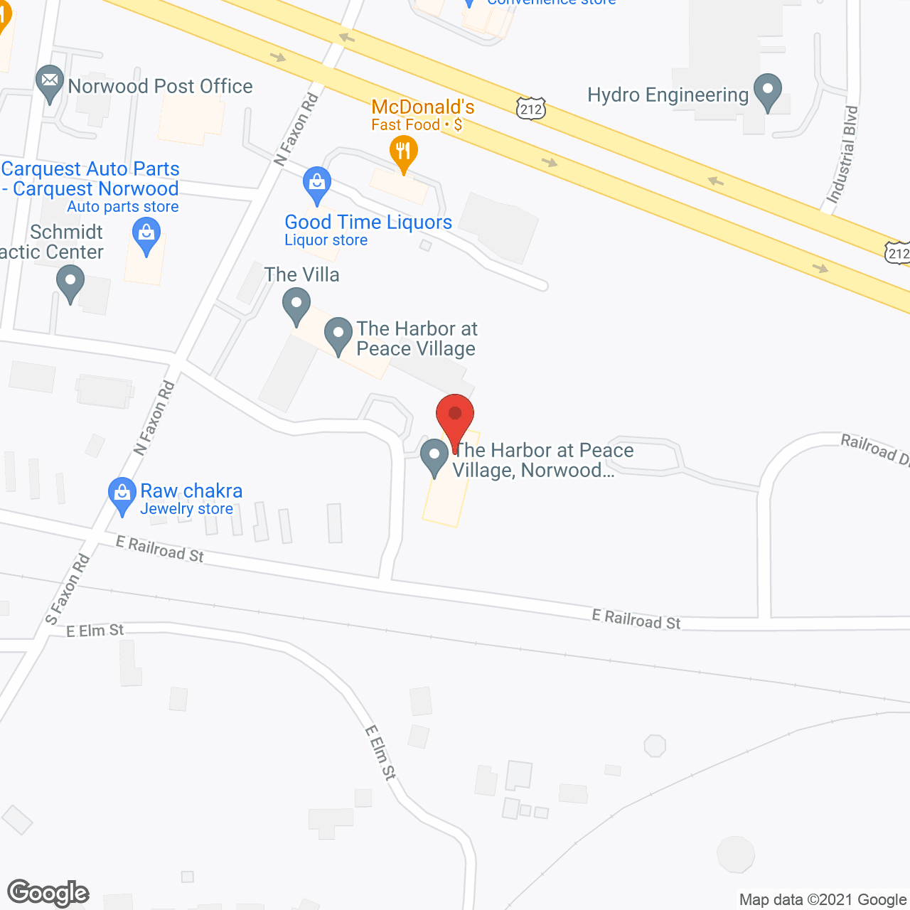 Map of the neighborhood around The Harbor at Peace Village