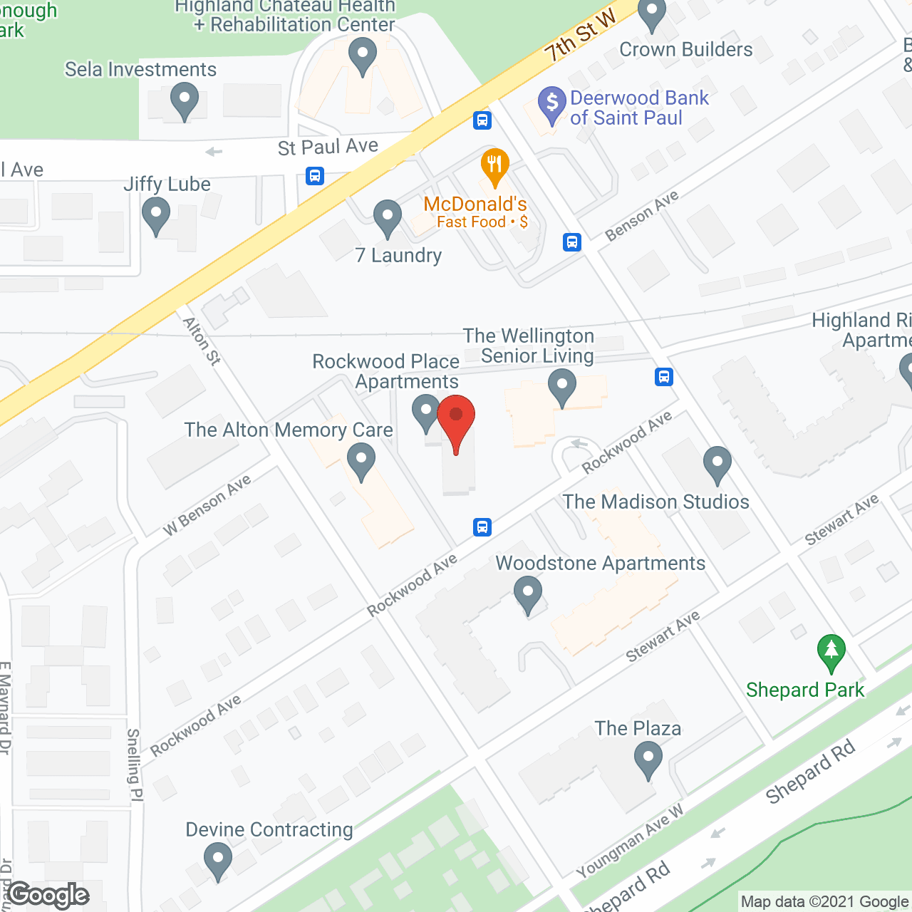Map of the neighborhood around Rockwood Place Apartments