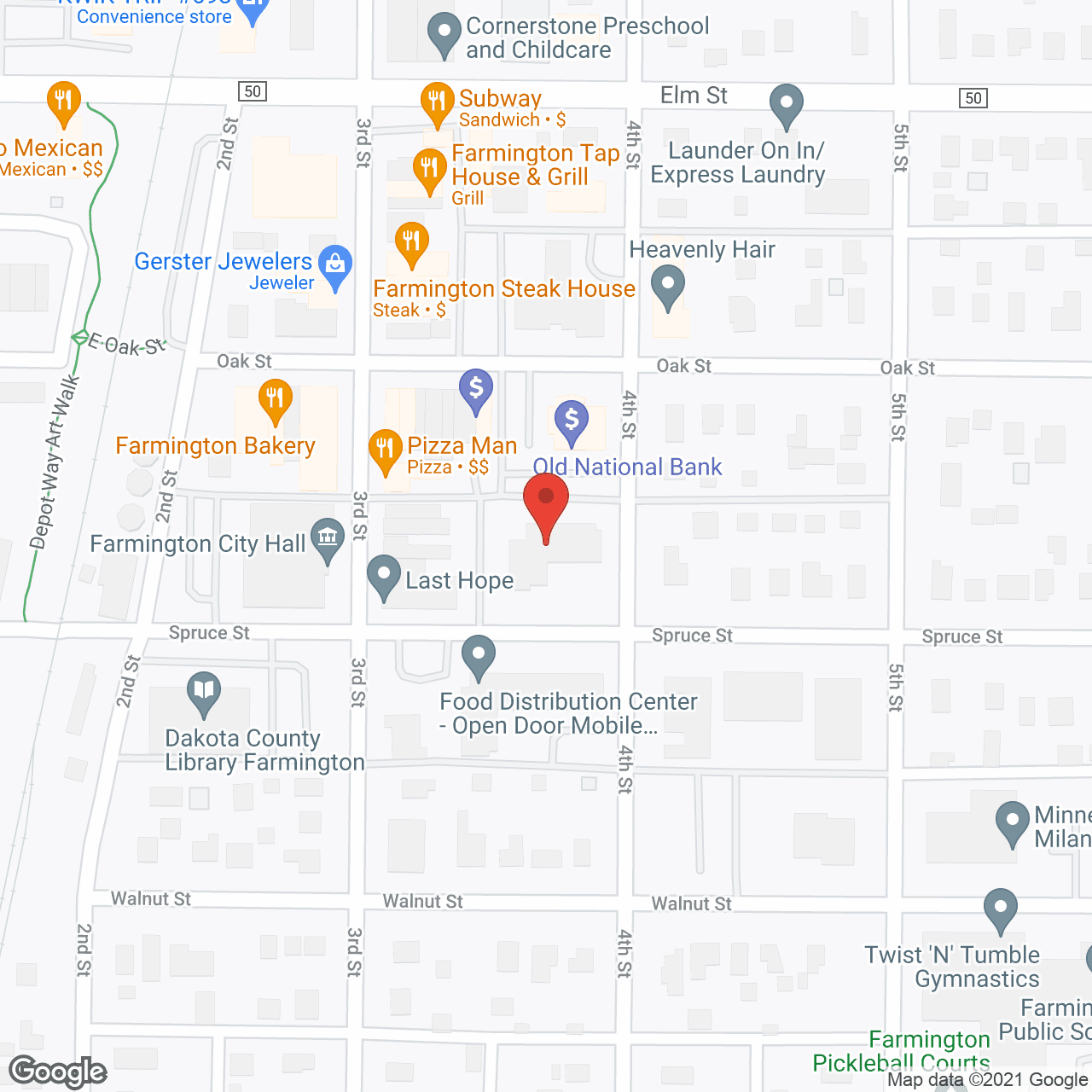 Map of the neighborhood around Red Oak Manor